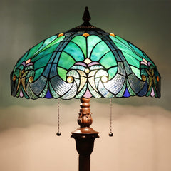 COTOSS Tiffany Floor Lamp,Stained Glass Lamp Shade,Vintage Antique Style Standing Double Light for Living Room & Bedroom