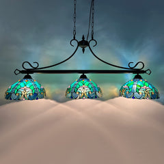 COTOSS Tiffany Pool Table Lights 3-Light Hanging Chandelier Light Fixture Victorian Pendant Lighting Decor for Dining Room Kitchen Island Gameroom Bars