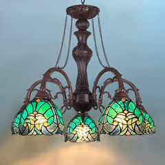COTOSS Tiffany Chandelier for Dining Room 5 Lights Stained Glass Chandeliers Lighting Fixtures Antique Style Ceiling Hanging Lamp for Kitchen Living Room Lobby