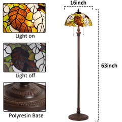 Tiffany Lamp 16" Large Stained Glass Floor Lamp for Living Room