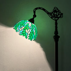 Tiffany Floor Lamp Green Wisteria Gooseneck Stained Glass Reading Light