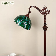 Tiffany Floor Lamp Green Wisteria Gooseneck Stained Glass Reading Light