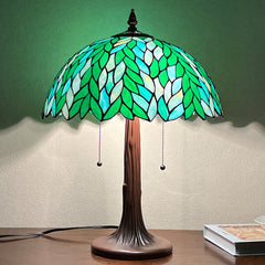 COTOSS Tiffany Lamp 16" Large Green Wisteria Stained Glass Table Lamp
