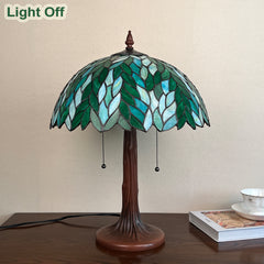 COTOSS Tiffany Lamp 16" Large Green Wisteria Stained Glass Table Lamp