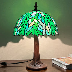 Tiffany Lamp Green Wisteria Stained Glass Table Lamp 19" Desk Light