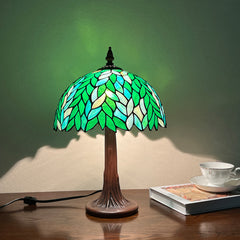 Tiffany Lamp Green Wisteria Stained Glass Table Lamp 19" Desk Light