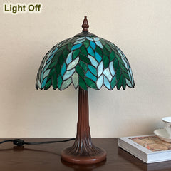 Tiffany Lamp Green Wisteria Stained Glass Table Lamp 19" Desk Light