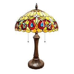 Capulina Tiffany Table Lamp Bedside Reading Lamp 2-Light 16X16X24 Inches Antique Victorian Art Style Desk Lamp for Bedrooms Living Room Office