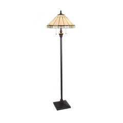 Capulina Tiffany Floor Lamp 2-Light 18 Inches Wide Blackish Bronze Pole Cream Stained Glass Standing Reading Light for Living Room Bedroom Office Home