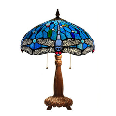 Capulina Tiffany Table Lamp Reading Blue Dragonfly Style