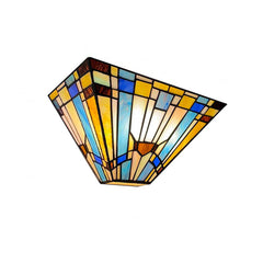 Capulina Tiffany Wall Sconces 12 Inches Wide Stained Glass Green Blue Vintage Style Stained Glass Wall Light Fixtures for Hallway Stairway Bedroom Cinema