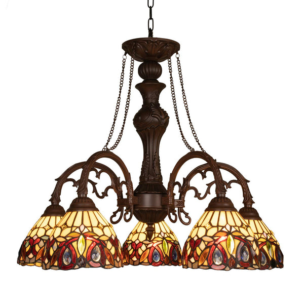 Capulina Tiffany Style Pendant Light Chandeliers 5-Light 26 Inches