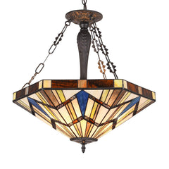 Capulina Tiffany Pendant Lights Inverted Ceiling Pendant Stained Glass Light Shade for Dining Room Bedroom Living Room Hallway