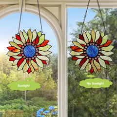 Capulina Sunflower Stained Glass Window Hangings Handmade Tiffany Glass Crafts