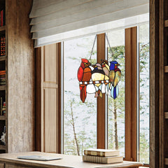 Capulina Stained Glass Birds Window Hangings Tiffany Style Handicrafts Birds Suncatcher Home Office Decor Gifts for Grandma Mom