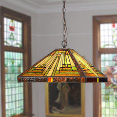 Capulina Tiffany Pendant Lights,2 Light Large 16 Wide Stained Glass Hanging Lamp,Antique Rustic Style for Kitchen Island Counter Dining Room Hallway