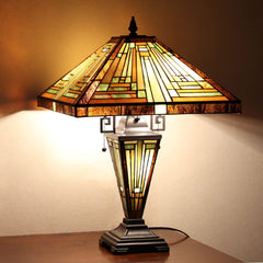 Capulina Tiffany Large Table Lamp 3-Light Nightlight Rustic Antique Desk Light