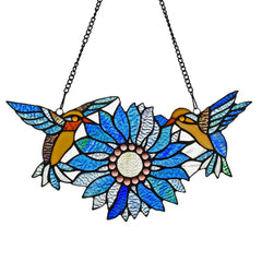 Capulina Sunflower Hummingbirds Stained Glass Window