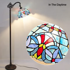 Capulina Tiffany Floor Lamp Antique Victorian Style Stained Soft Light Glass