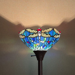 Capulina Tiffany Floor Lamp Industrial Pole Vintage Dragonfly Style