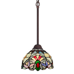 Capulina Tiffany Mini Pendant Light Rustic Antique Style Stained Glass Hanging Lamp