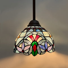 Capulina Tiffany Mini Pendant Light Rustic Antique Style Stained Glass Hanging Lamp