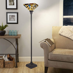Capulina Tiffany Torchiere Floor Lamp Vintage Industrial Pole Mission Style