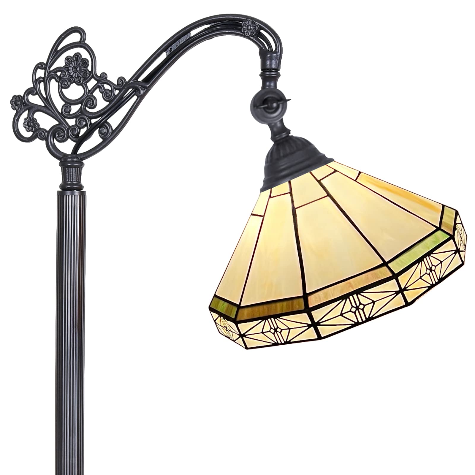 Capulina Tiffany Floor Lamp Tall Antique Mission Style Soft Light Arched Gooseneck